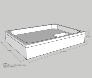 Neuesbad Wannenträger für Kaldewei Duschplan 75x100x6,5 SD21824