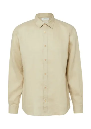 s.Oliver Red Label - Regular Fit: Hochwertiges Leinenhemd mit Kentkragen beige - Gr. - 3XL
