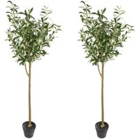 Kunstbaum 2 Stück Olivenbaum im Topf ZF Kunstbaum künstlicher Baum Dekobaum Olive, Seidenblumen Roß, Höhe 150 cm