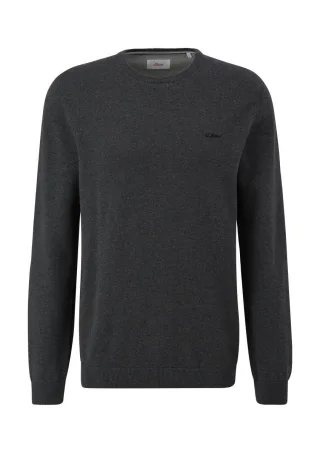 s.Oliver Red Label - Strickpullover mit Logo-Stickerei grau - Gr. - 3XL