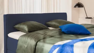BRUNO Boxspringbett Premium 160x200cm in Blau | Matratzen-Härtegrad: Links H3 / Rechts H3 | mehrfach ausgezeichnet in Design & Qualität