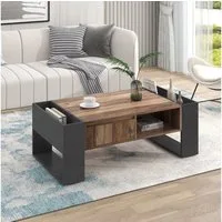 Merax Couchtisch aus Holz mit Schublade,Wohnzimmertisch (1-St), wildeiche Beistelltisch mit großem Stauraum