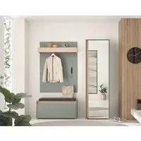 Home affaire Garderoben-Set GIRON/CiTY, moderne Garderobe, Komplettset mit viel Stauraum, (Komplett-Set, 3-St), enthält Garderobenschrank, Paneel, Schuhbank inkl. Sitzkissen