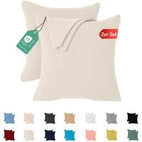 livessa Kissenbezug 2er Set Kissenbezug Kissenhülle Baumwolle Jersey Reißverschluss weich, %100 Baumwolle Jersey Stoff 140 g/m², Ultra Weich und Atmungsaktiv