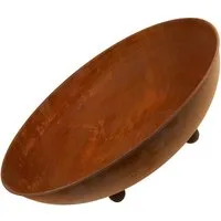 Rostikal Pflanzschale Blumenschale Ø 53 cm Cortenstahl – Edelrost Gartenschale, Mit Ablaufloch – pflegefrei & frostfest, Variante: auf Kugeln/ohne