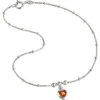 SilberDream Fußkette mit Anhänger SilberDream Fußkette braun für Damen, Damen Fußketten Herz aus 925 Sterling Silber, Farbe: silber, bernstein