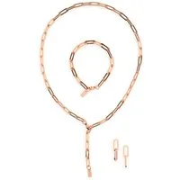 THIORA Schmuckset 'Island Links' Schmuckset Damen – Halskette, Armband, Ohrringe (Schmuckset, Bestehend aus Halskette, Armband und Ohrringen, Inkl. Schmuckbox), Wasserfest, Allergikerfreundlich, 18kt Vergoldung, Verstellbare Länge