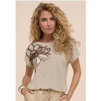 bianca Rundhalsshirt JULIE mit hochwertiger Palliettenstickerei