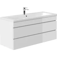 Lomadox Waschtisch FROME-02, 120 cm, hängend, weiß Hochglanz, mit 2 Schubladen