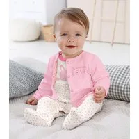 KIDSWORLD Strampler, Jäckchen & Mütze 3tlg Baby-Set, für kleine Mädchen (Set, 3-tlg., 3) aus Bio-Baumwolle