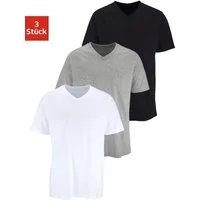 H.I.S T-Shirt mit V-Ausschnitt, V-neck, Unterziehshirt (3er-Pack) unifarben, V-neck, aus Baumwolle