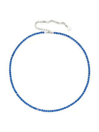Fashionbox Collier rhodiniert mit Zirkonia blau