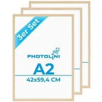 PHOTOLINI Bilderrahmen 3er Set modern mit bruchsicherem Acrylglas, Holz MDF, Fotos & Poster, für 3 Bilder (3er Set), Posterrahmen A2 42x60 cm zum Aufhängen