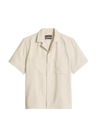 Marc OPolo Casual - Kurzarm-Hemd regular grey silk - Gr. - L
