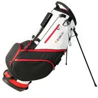 RAIKOU Golfballtasche Golf Standbag mit 14-fach Organizer, wasserabweisende 10 Taschen, 10 Taschen, Schuhfach, leicht & stabil, Schwarz/Weiß