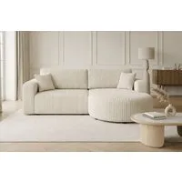 Kaiser Möbel Ecksofa mit Schlaffunktion für Wohnzimmer, Cordstoff Tilia, ROUND ONE, abgerundete Form, Liegefunktion, Stauraum, modernes Design