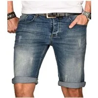 Alessandro Salvarini Shorts Herren Jeans – Used Look Stretch Denim Sommer Moderne Shorts mit Waschung und hohem Tragekomfort