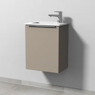 Sanipa 3way Waschtischunterbau zu Duravit ME by Starck Waschtisch mit 1 Tür, Sandgrau-Matt UF72067