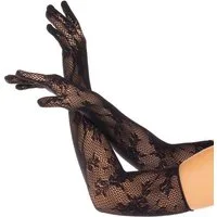 Leg Avenue Kostüm Netzhandschuhe extra lang schwarz, Elegante Damenhandschuhe, die bis über den Ellenbogen reichen