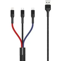 XO 3in1 Nylon Ladegerät Kabel 3A 1.2m Micro USB TYP-C iOS Smartphone-Kabel, (120 cm)