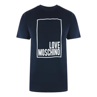 Love Moschino Box Logo Marineblaues T-shirt