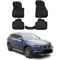 OMAC Auto-Fußmatten für BMW X1 F48 2015-2022 Schwarz 4 tlg TPE (4 St), für BMW X1 F48 2015-2022 BMW X1 F48 2015-2022, Antirutsch,Wasserfest,Einfache Installation