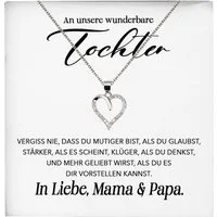 22Feels Schmuckset Unsere Tochter Geschenk Mädchen Frauen Schmuck Halskette Abitur (inkl. Geschenktasche, Karte(n), Poliertuch, Beutel), Echt-Silber 925/000, Karte Made In Germany