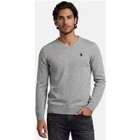 U.S. Polo Assn. V-Ausschnitt-Pullover Longsleeve USPhil – Herren V-Neck Classic Fit mit Logo-Stickerei Angenehme Baumwollmischung, weiches Material und sportiver Look