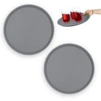relaxdays Tablett Rundes Serviertablett 2er Set 35 cm, Kunststoff, (Set, 2-tlg)