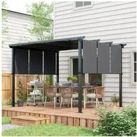 Outsunny Pergola Terassenüberdachung mit Seitenwand, BxTxH: 357x296x235 cm, (Gartenpavillon, 1-tlg., Terrassendach), für Garten, Terrasse, Dunkelgrau