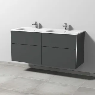 Sanipa 3way Waschtischunterbau zu Geberit Renova Plan Slim Waschtisch mit 4 Auszügen, Anthrazit-Matt BR68922