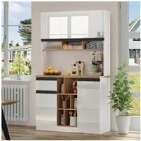 STILVORA Hochschrank Küchenschrank mit verstellbare Regal,Vitrine Sideboard mit Stauraum (Modernes Sideboard, verstellbaren Regalen, Schubladen und Kippschutz) Schubladen,offener Stauraum