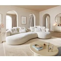 DELIFE Big-Sofa Edina, Plüsch Creme-Weiß 330x170 cm
