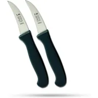 SMI Schälmesser Obstmesser Küchenmesser Solingen Gemüsemesser gebogene Klinge 2 Stück, schwarz, Klinge aus rostfreiem Stahl