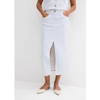 bonprix Jeansrock gerade Passform, mit Elasthan-Anteil, aus Baumwollmaterial, Midi-Länge