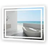 duschspa Badspiegel Spiegel mit LED Beleuchtung Kaltweiß 60x50 cm bis 160x80 cm, Wandschalter+Beschlagfrei