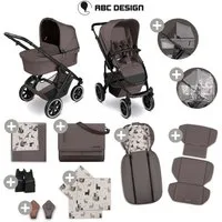 ABC Design Kombi-Kinderwagen ABC Design Kinderwagen-Set Salsa 5 Air 12 teilig Marron, (Set, 12-tlg), Komplettset