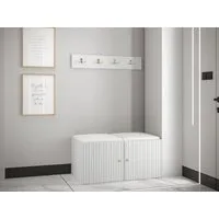 MIRJAN24 Garderoben-Set Orion Ryfel Slim VI, (Schuhschrank, Kleiderhakenbrett, 2x Sitzpaneel 42x42), 4 Kleiderhaken für Kleidung, Metallgriffe