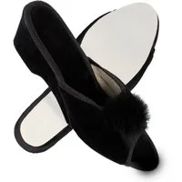 filsko Latina Elegante Samt Pantoffeln für Damen mit Puschel Hausschuh
