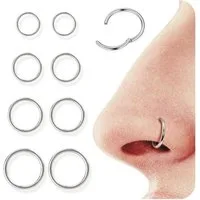 LuxusKollektion Nasenpiercing Nasenpiercing Ring 316L Septum Hoop 16G 18G Silber 18G-6 8 10 12mm