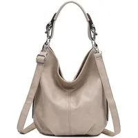 ITALYSHOP24 Schultertasche DAMEN SHOPPER Hobo Bag Umhängetasche Handtasche City Bag Cross-Over (Spar-Set: Henkel Tasche mit Schultergurt, Workbag Leder Optik, 2-tlg., mit Henkel und Schultergurt), Damentasche Freizeit Abend Leder Optik Henkeltasche R
