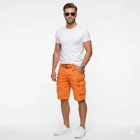 Geographical Norway Cargoshorts Herren – Kurze Hose aus Baumwolle, Regular Fit (Packung, 1-tlg) Bermuda Shorts mit Gürtel & Cargotaschen, Größe S–5XL