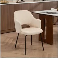 HOMCOM Esszimmerstuhl Essstuhl, Polsterstuhl mit Armlehne, Rückenlehne (Küchenstuhl, 1 St), bis 120 kg belastbar, für Küche, Esszimmer, Wohnzimmer, Beige
