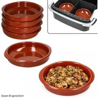 MamboCat Auflaufform MamboCat 6er Set Airfryer Tonschalen rund mit Griffen Ø16cm Cazuela, Ton