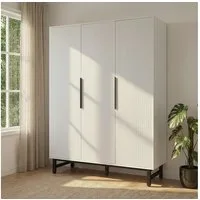 HOME DELUXE Kleiderschrank NYLA - 150 x 200 cm inkl. 3 Schubladen und 5 Ablageflächen, Schrank mit Lamellenfronten