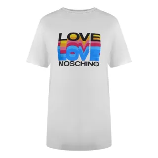 Moschino Love T-shirt, Weiß, Großes, Farbenfrohes Love-logo