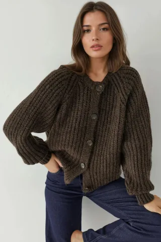 Strickjacke mit Knöpfen und Strukturmuster