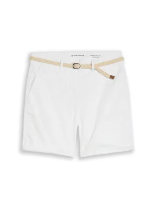 Tom Tailor - Chino Bermuda Shorts mit Gürtel white - Gr. - 44