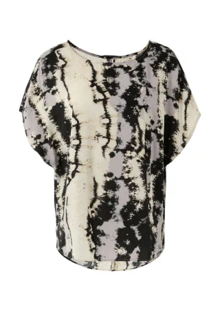Q/S designed by - Oversize-Bluse aus Viskose grau/schwarz - Gr. - 32