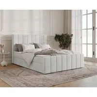 MOEBLO Boxbett BETT 01 BIS (Bonell, Topper, modernes Velours-Design mit Steppung & Stauraum, Doppelbett gepolstertes Kopfteil mit Bettkasten, aus Samt, Polsterbett Kontinentalbett, dekorativem Kopfteil, aus Samt), - (BxHxT):144/164/184x113x223 cm